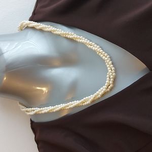Faux 3 Strand Pearl Necklace